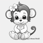 Valentine's Day Baby Girl Monkey Coloring Pages 1