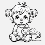 Valentine's Day Baby Girl Monkey Coloring Pages 2