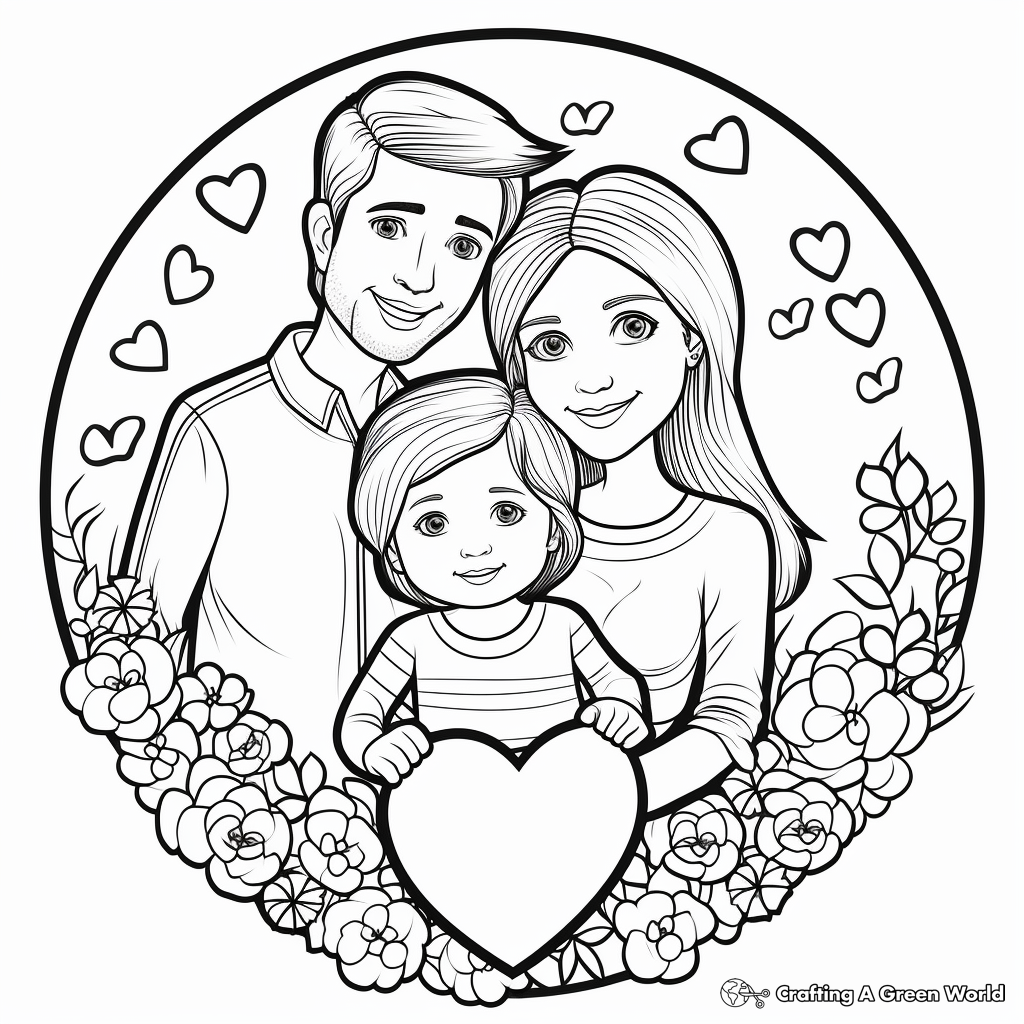 Valentine's Day Family Love Coloring Pages 1