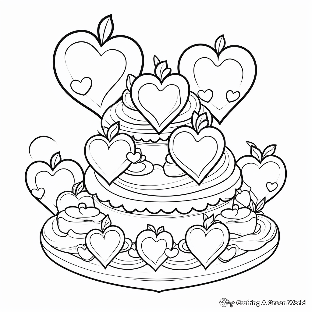 Valentine's Day Heart Shaped Cakes Coloring Pages 2