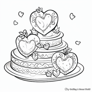 Valentine's Day Heart Shaped Cakes Coloring Pages 4