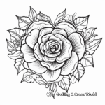 Valentine's Day Rose Heart Coloring Pages 3