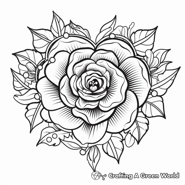Rose Heart Coloring Pages - Free &amp; Printable!