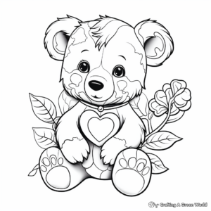 Valentine's Day Teddy Bear Coloring Pages 2