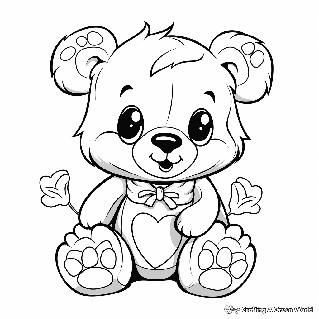 Valentine's Day Teddy Bear Coloring Pages 3