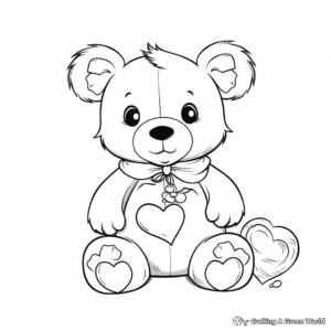 Valentine's Day Teddy Bear Coloring Pages 4