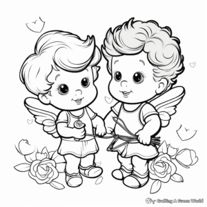 Valentine's Day Toddler Coloring Pages with Cupids 1
