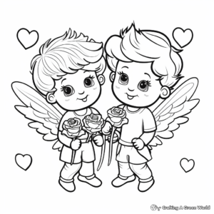 Valentine's Day Toddler Coloring Pages with Cupids 2