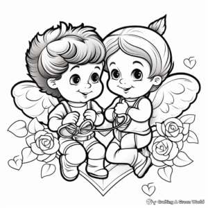 Valentine's Day Toddler Coloring Pages with Cupids 3