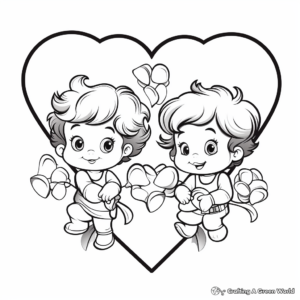 Valentine's Day Toddler Coloring Pages with Cupids 4