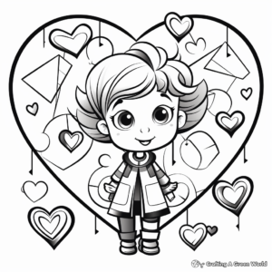 Valentine's Toddler Coloring Worksheets with Shapes 1