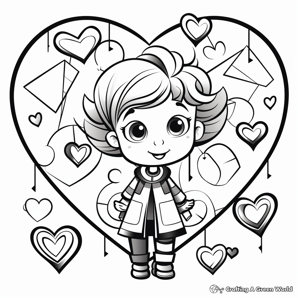 Valentine's Toddler Coloring Worksheets with Shapes 1