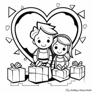 Valentine's Toddler Coloring Worksheets with Shapes 2