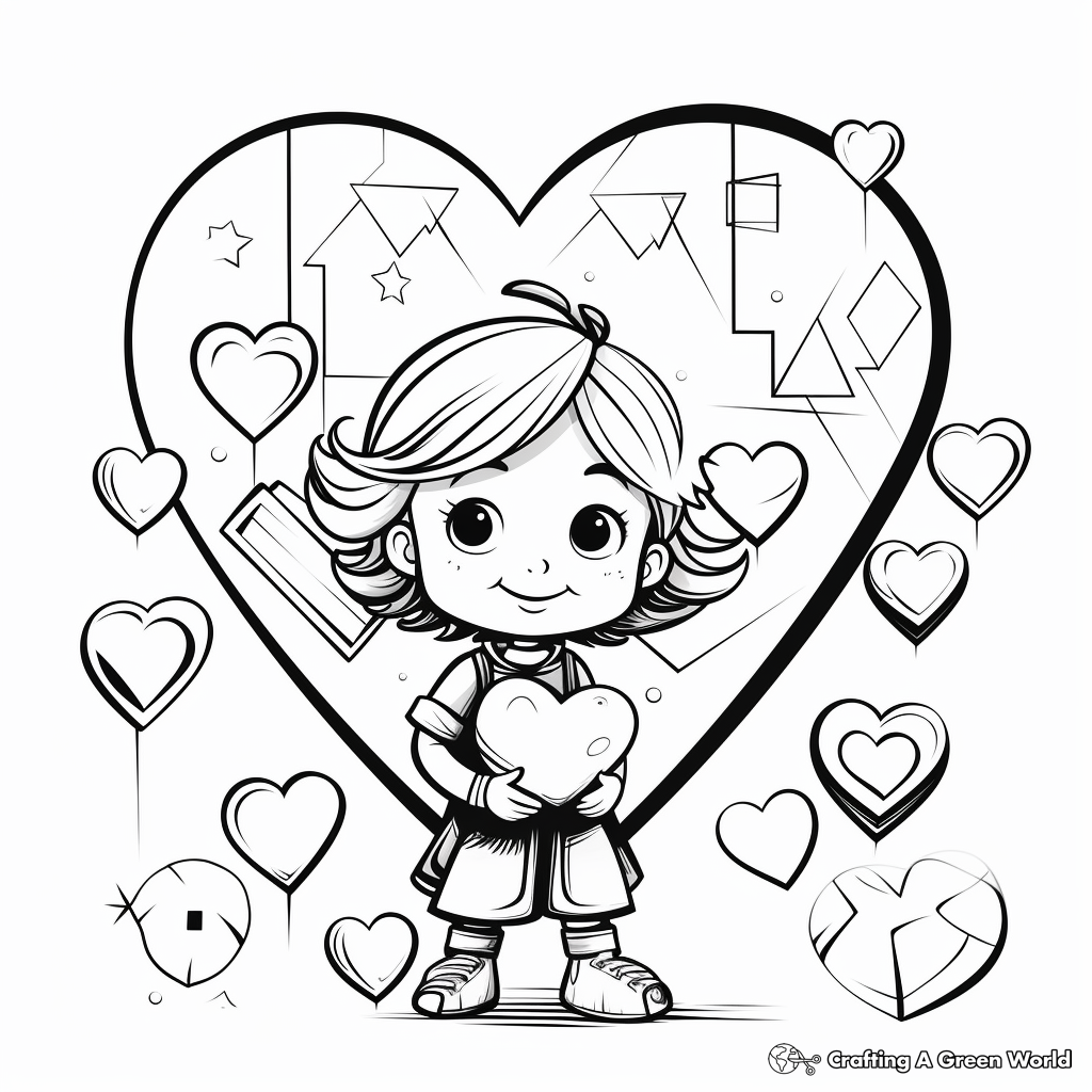 Valentine's Toddler Coloring Worksheets with Shapes 3