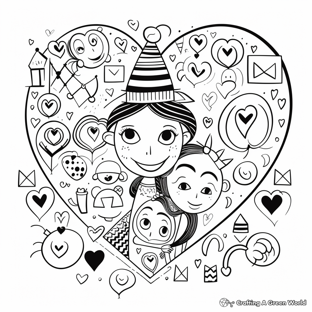 Valentine's Toddler Coloring Worksheets with Shapes 4