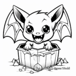 Vampire Bat and Coffin Coloring Pages 1