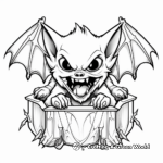 Vampire Bat and Coffin Coloring Pages 3