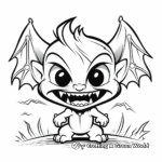 Vampire Bat and Haunted House Coloring Pages 1