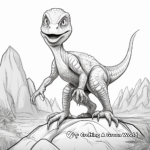 Velociraptor and Volcano Coloring Pages 3