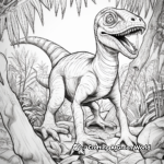 Velociraptor in the Wild: Jungle-Scene Coloring Pages 3