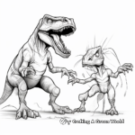 Velociraptor vs. T-Rex Epic Battle Coloring Pages 1