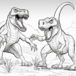 Velociraptor vs. T-Rex Epic Battle Coloring Pages 3