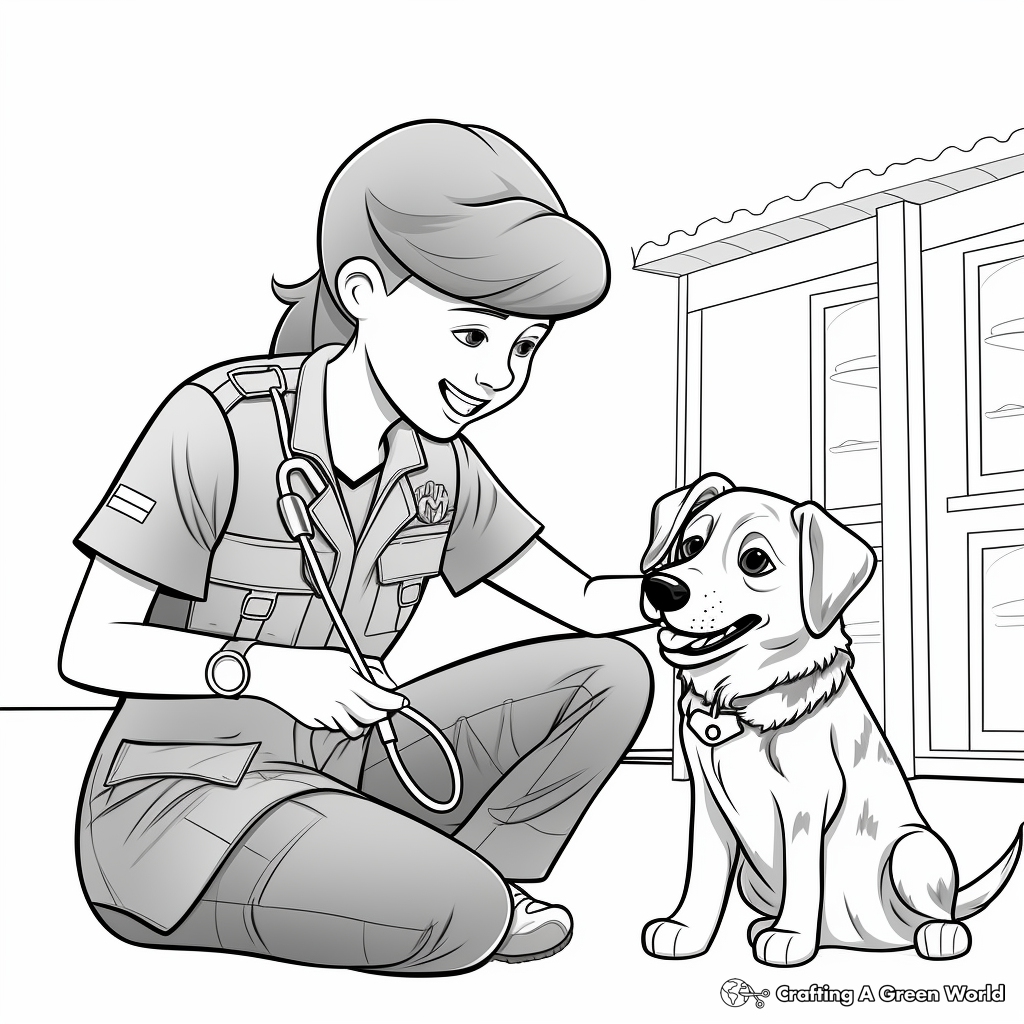 Vet Tech and Wildlife Scene Coloring Pages 2
