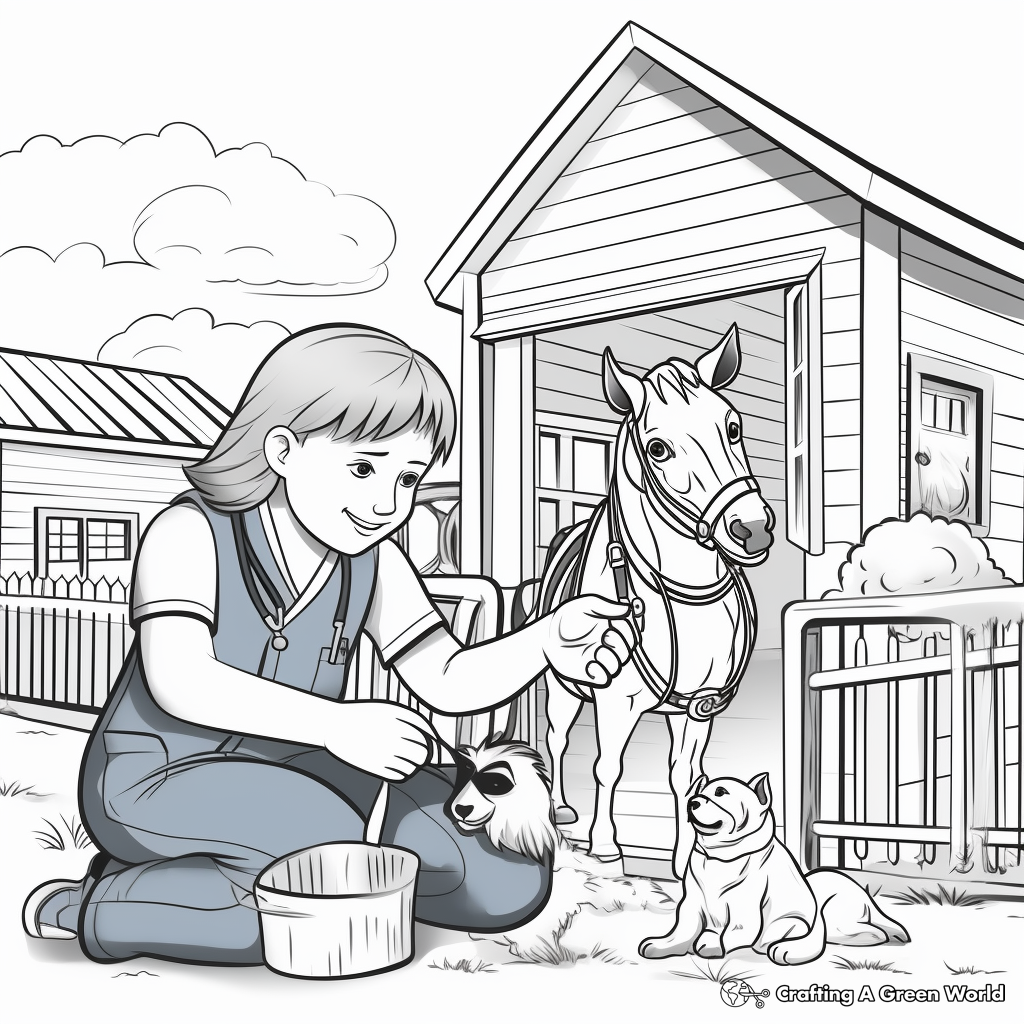 Vet Tech and Wildlife Scene Coloring Pages 3