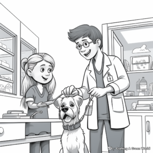 Vet Tech in Action: Clinic-Scene Coloring Pages 2