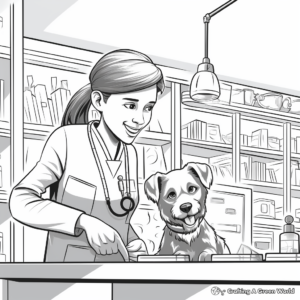 Vet Tech in Action: Clinic-Scene Coloring Pages 3