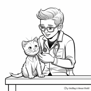 Vet Tech with Cat Coloring Pages 2