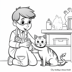 Vet Tech with Cat Coloring Pages 4