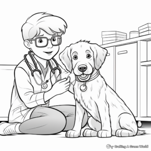 Vet Tech with Dog Coloring Pages 2