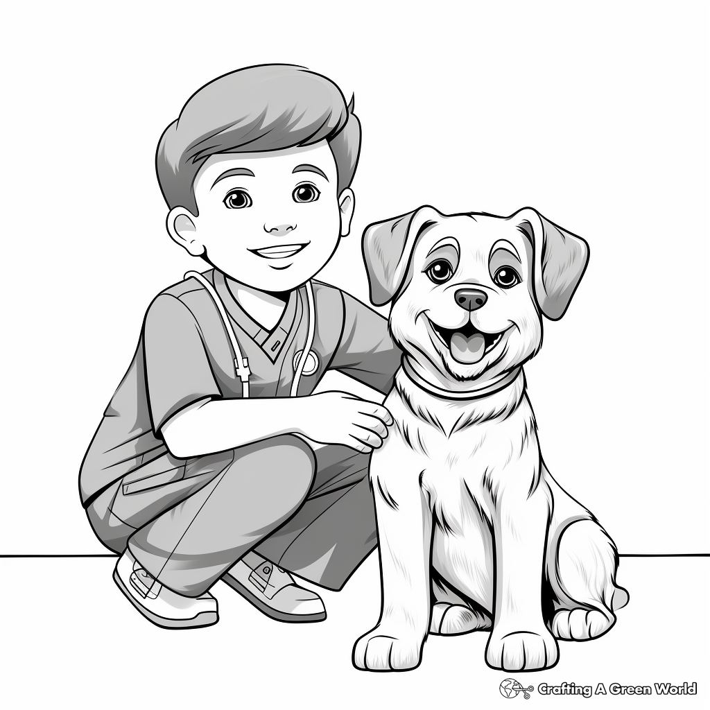 Vet Tech with Dog Coloring Pages 3