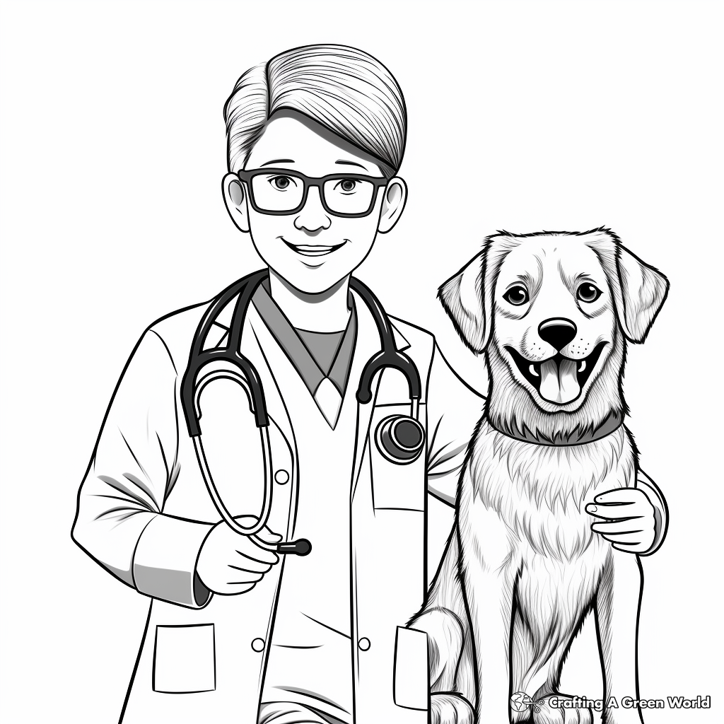 Veterinary Doctor in Action Coloring Pages 2