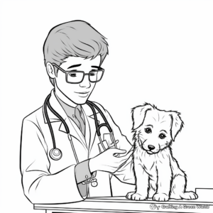Veterinary Doctor in Action Coloring Pages 3
