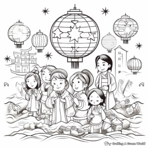 Vibrant Chinese Lantern Festival 2023 Coloring Pages 1