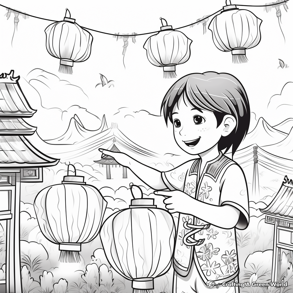 Vibrant Chinese Lantern Festival 2023 Coloring Pages 3
