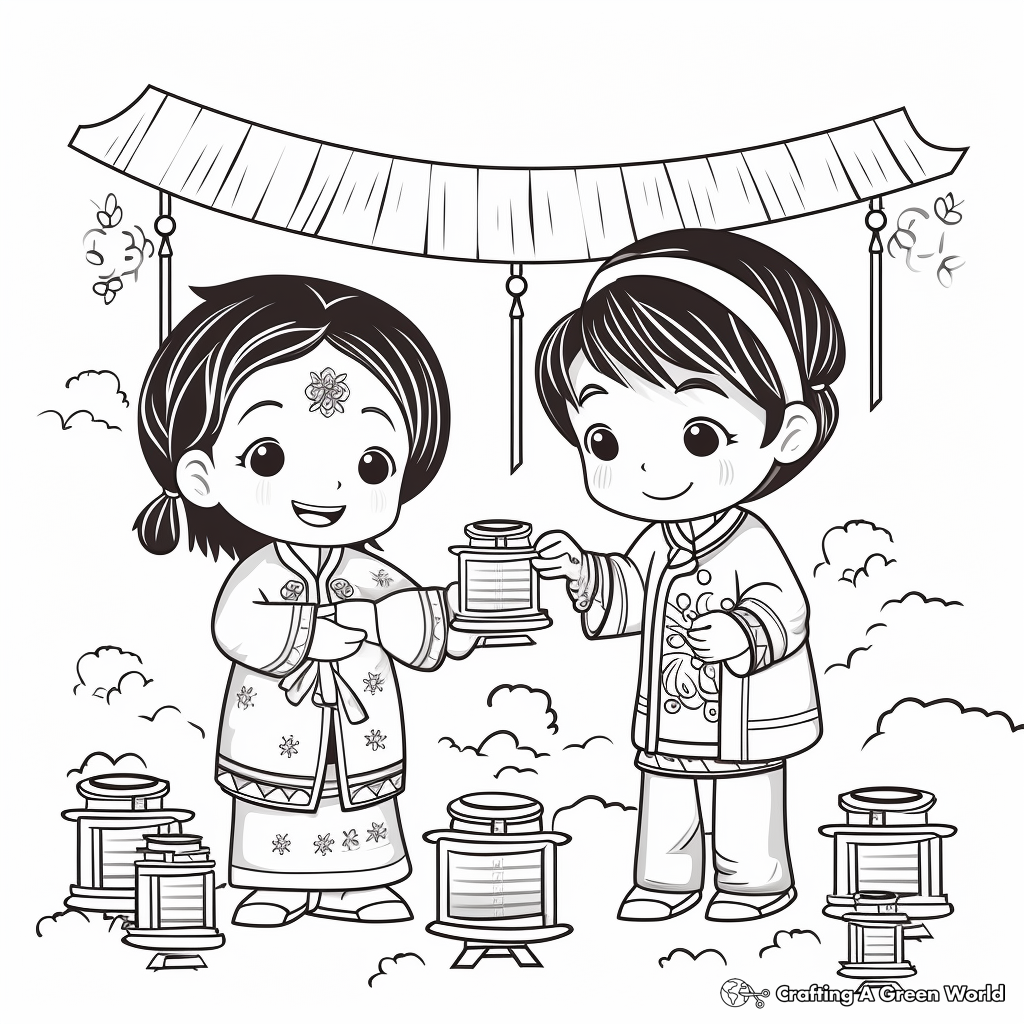 Vibrant Chinese Lantern Festival 2023 Coloring Pages 4