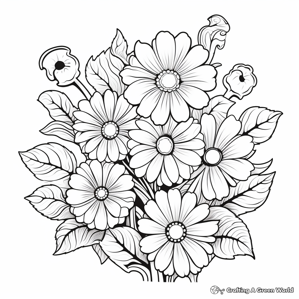 Vibrant Fall Flowers Coloring Pages 4
