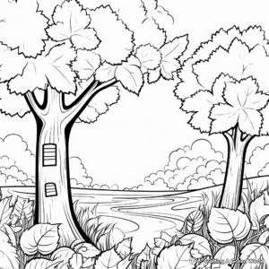 Vibrant Fall Foliage Coloring Pages for Adults 2