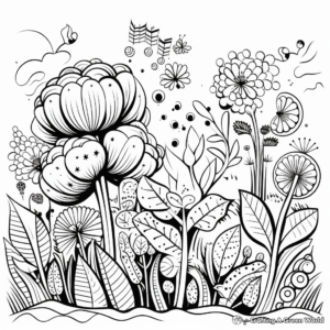 Vibrant Floral Vector Coloring Pages 1