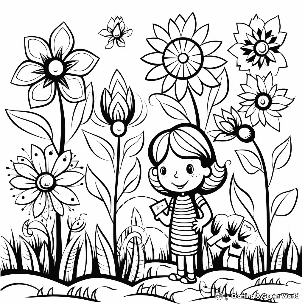 Vibrant Floral Vector Coloring Pages 2