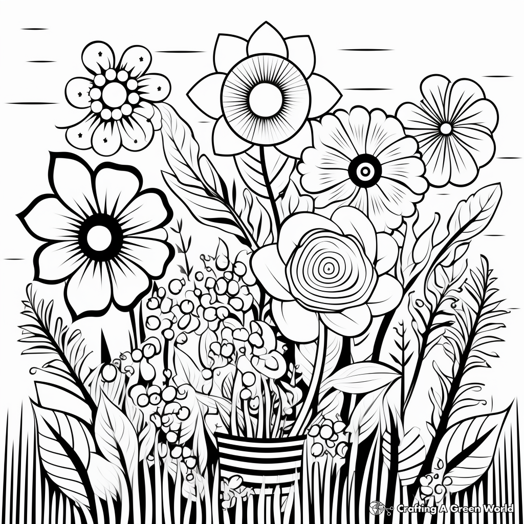 Vibrant Floral Vector Coloring Pages 3