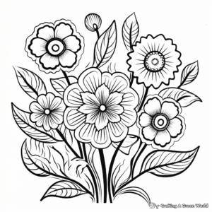 Vibrant Floral Vector Coloring Pages 4
