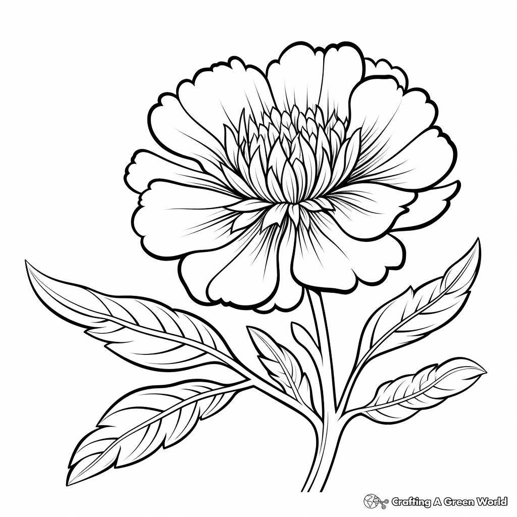 Vibrant Marigold Fall Flower Coloring Pages 4