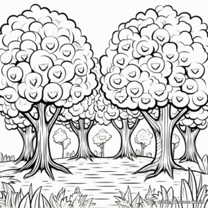Vibrant September Trees Coloring Sheets 2