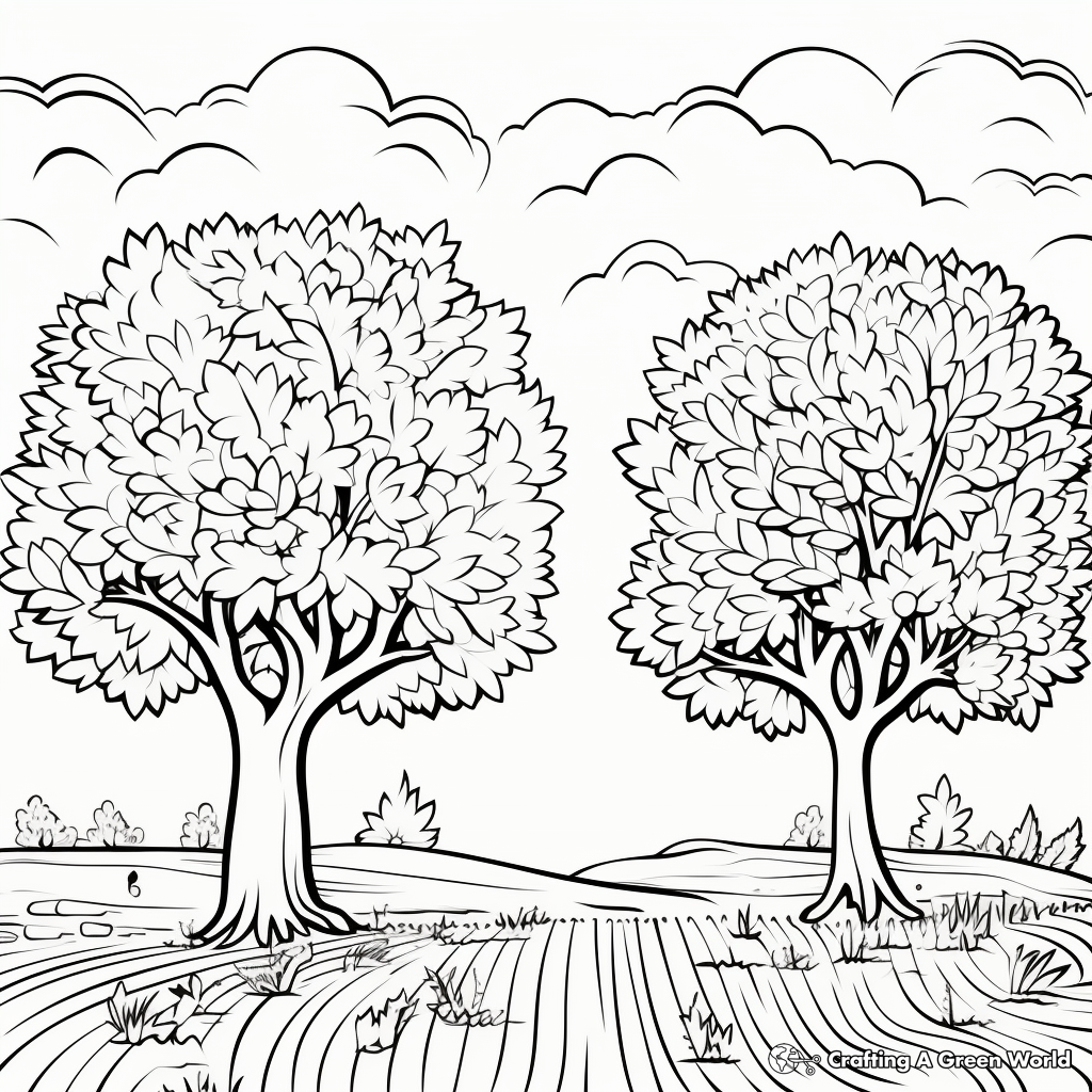 Vibrant September Trees Coloring Sheets 3