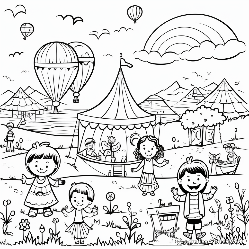 Vibrant Summer Festival Coloring Pages 1