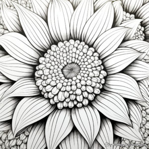 Vibrant Sunflower Petal Detail Coloring Pages 1